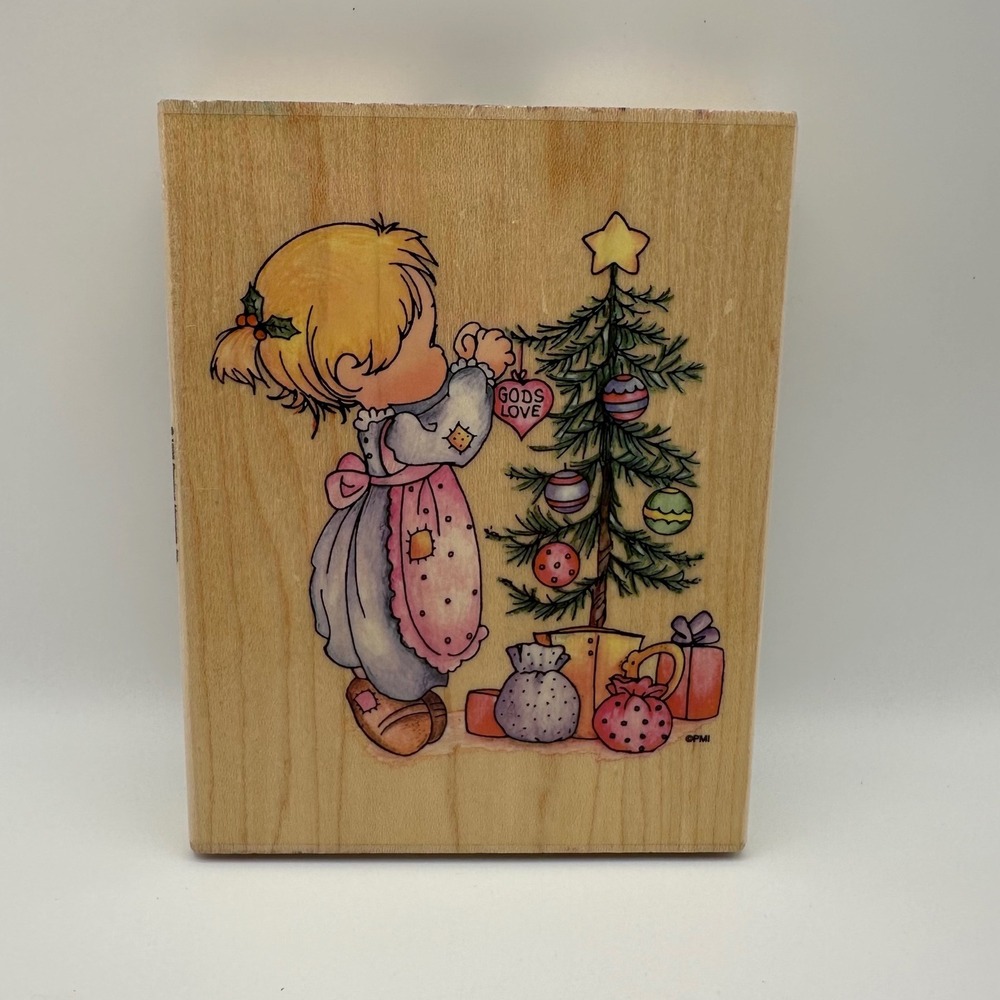 Precious Moments Stampendous God Sent His Best UR002 Christmas Rubber Stamp 1995